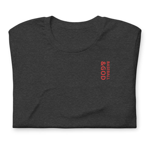 Baseball &God Vertical Crimson T-Shirt